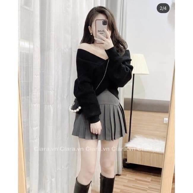 Áo len nữ vạt chéo - ảnh thật