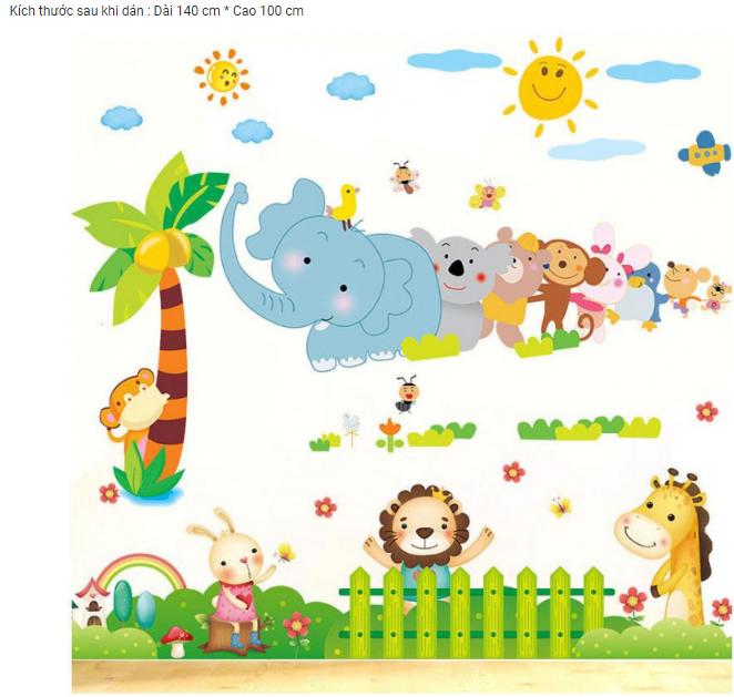 BỘ COMBO DECAL GHÉP ĐÔI TRANG TRÍ - Voi nhỏ kết hợp Sư Tử ( 2 TẤM )