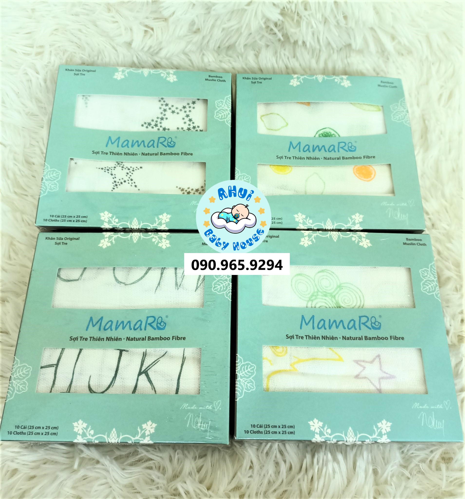 MAMARU KHĂN SỮA SỢI TRE CAO CẤP 25x25 cm