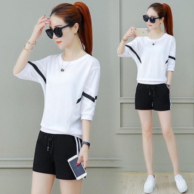 ĐỒ BỘ NỮ QUẦN ĐÙI ÁO CÁNH DƠI CHẤT THUN (trắng) -VV