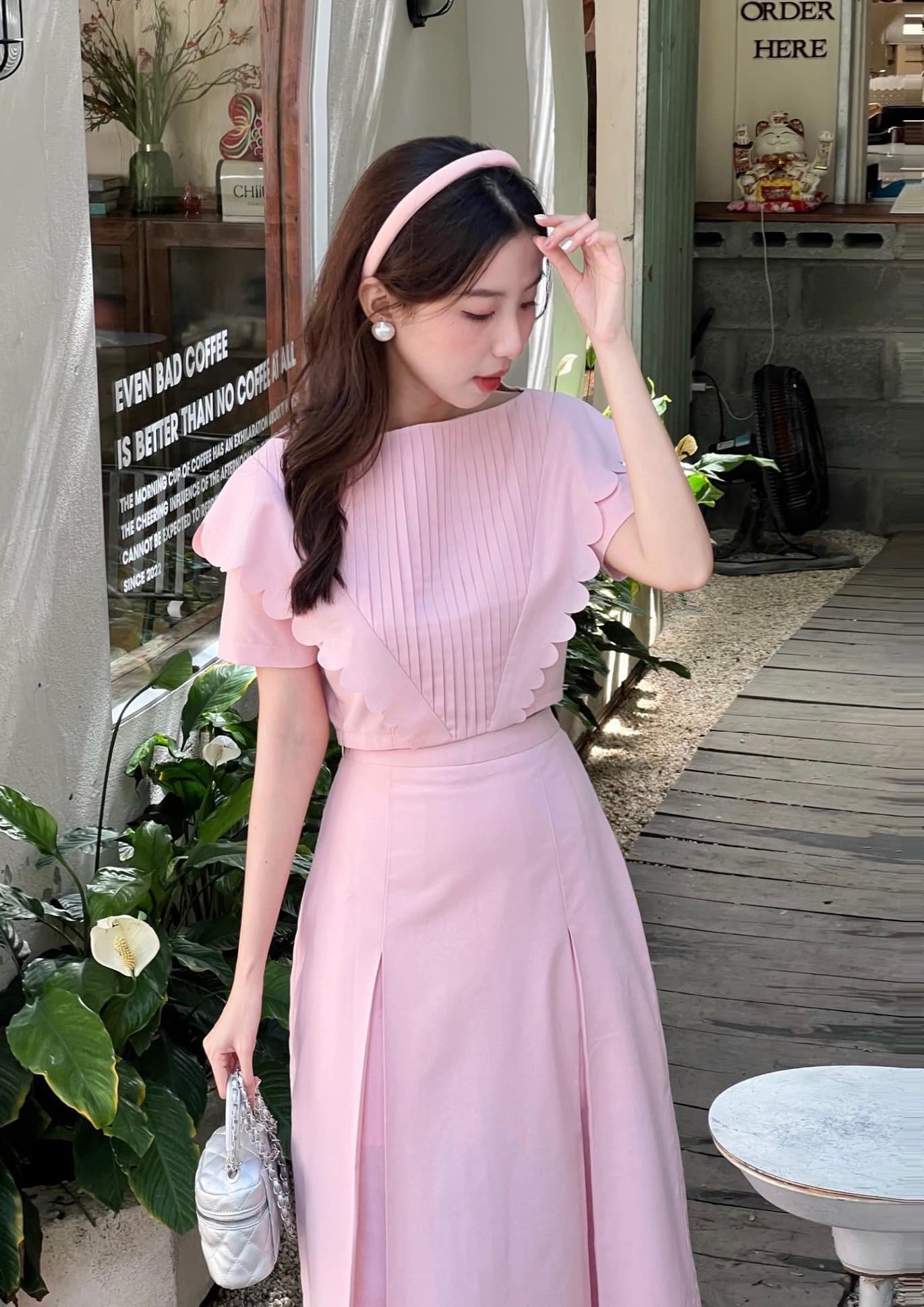 LILLIE | Set váy hồng dập li