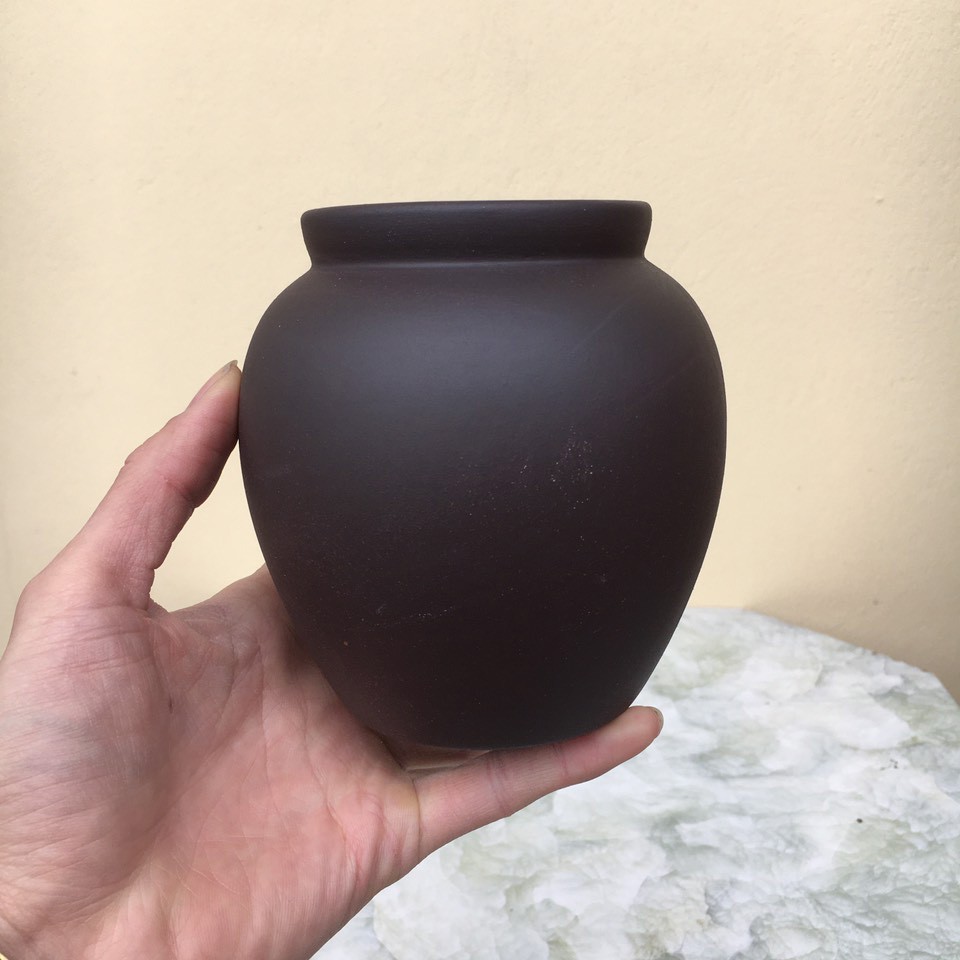 Chậu bonsai Chum size đại màu đen đất nung gốm Bát tràng 1 size BM-140