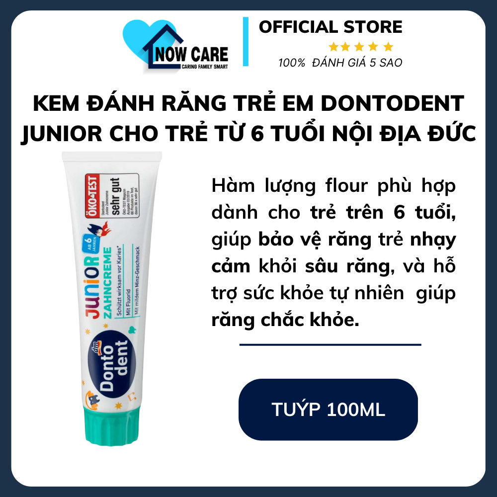 Kem đánh răng trẻ em Dontodent Junior cho trẻ từ 6 tuổi nội địa Đức