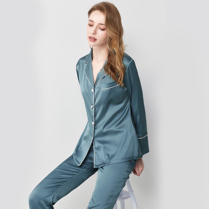 Pyjamas Đồ Ngủ Mặc Nhà Lụa Gấm Bộ Dài Đủ Size AMANTA AMTP61