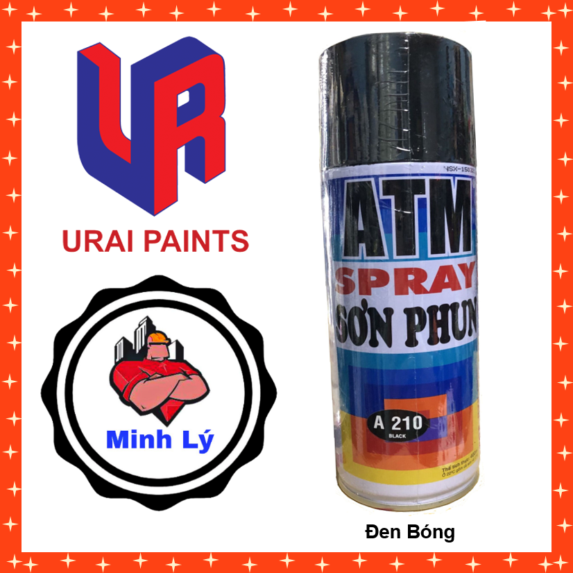 Sơn Phun Đen Bóng A 210 ATM Spray Cao Cấp (400ml/chai)