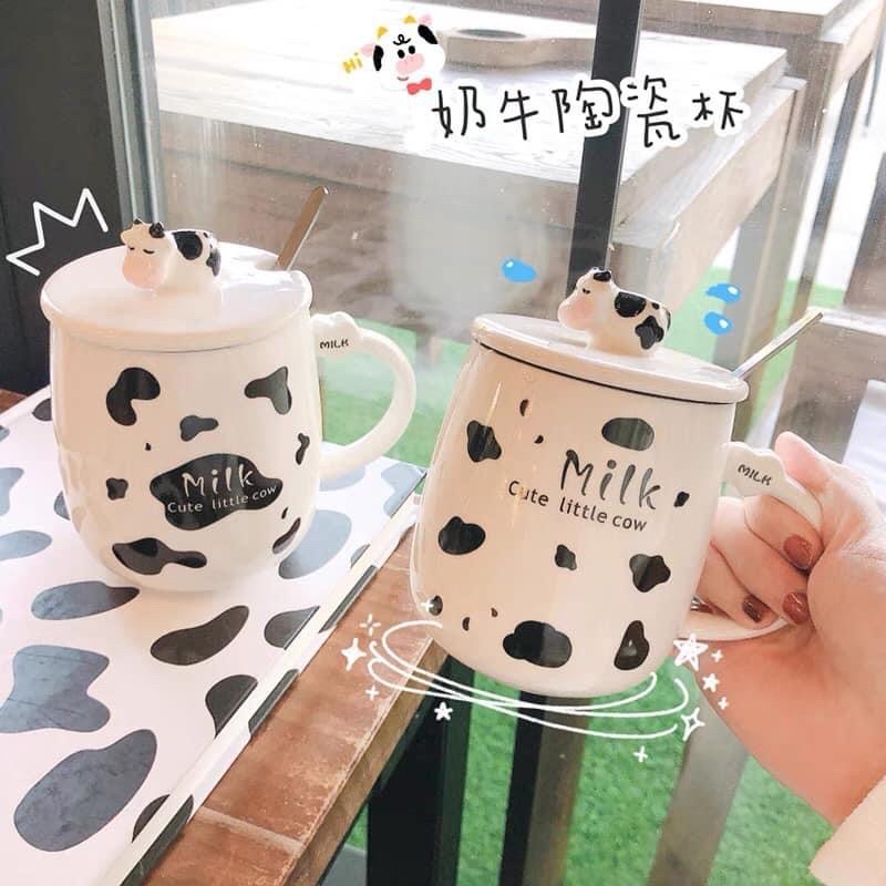 Cốc Ly Bò Sữa Thủy Tinh 450ml Siêu Cute