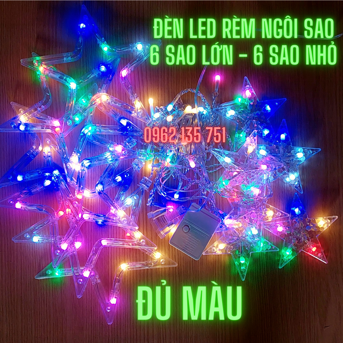 Đèn LED Rèm Trang Trí Hình Ngôi Sao Mặt Trăng Dây dài 3m