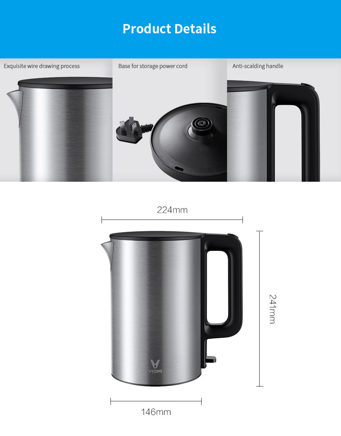 Ấm đun nước siêu tốc Viomi YM–K1506 1.5L