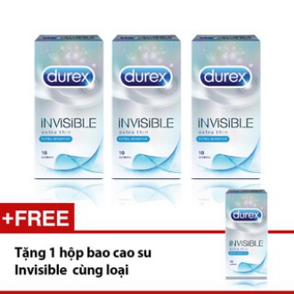 [ HÀNG CHÍNH HÃNG] Bao cao su Durex Invisible 10 bao