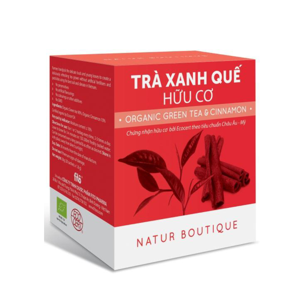 Trà xanh quế hữu cơ 20 túi lọc (Organic Cinnamon & Green Tea 20 Teabags)