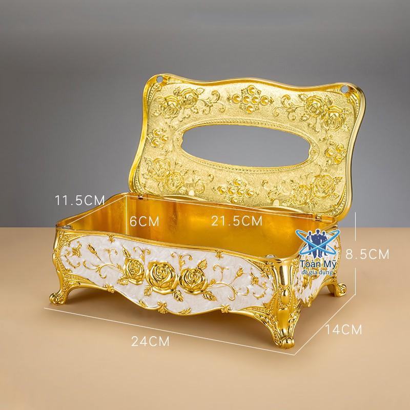 Hộp Đựng Khăn Giấy Hoa Văn Cổ Điển Mạ Vàng