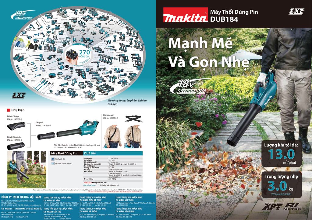 Máy thổi dùng pin 18V/BL Makita DUB184Z(Thân Máy Chưa Pin Sạc)