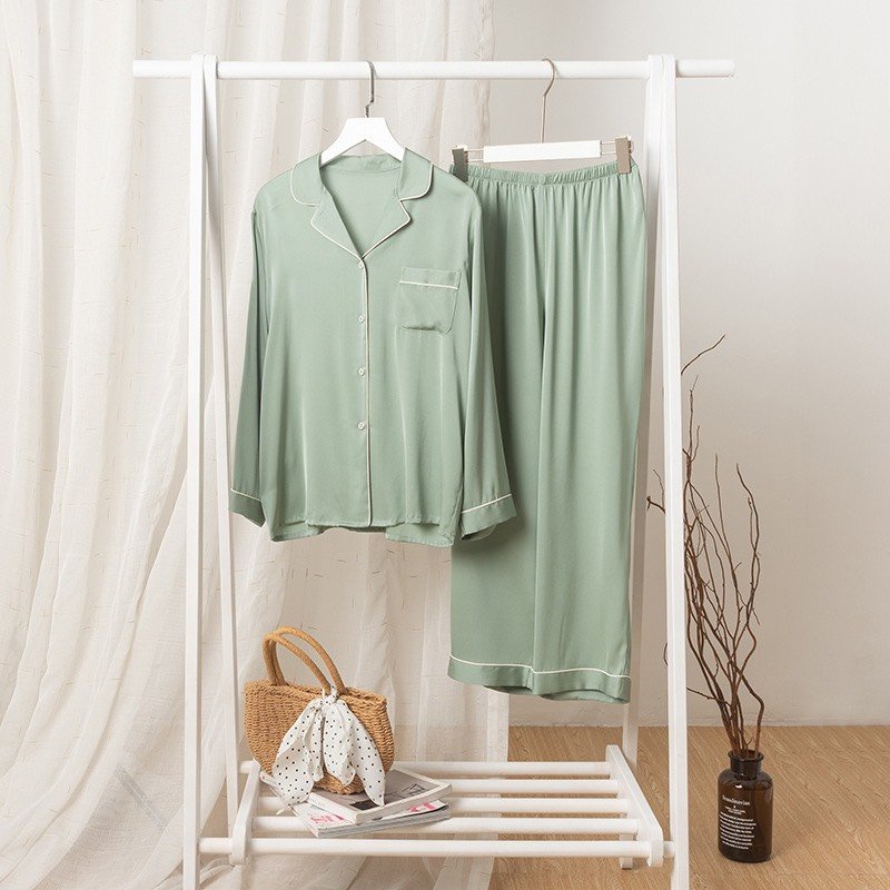 Pyjamas Đồ Ngủ Mặc Nhà Lụa Gấm Bộ Dài Đủ Size AMANTA AMTP61