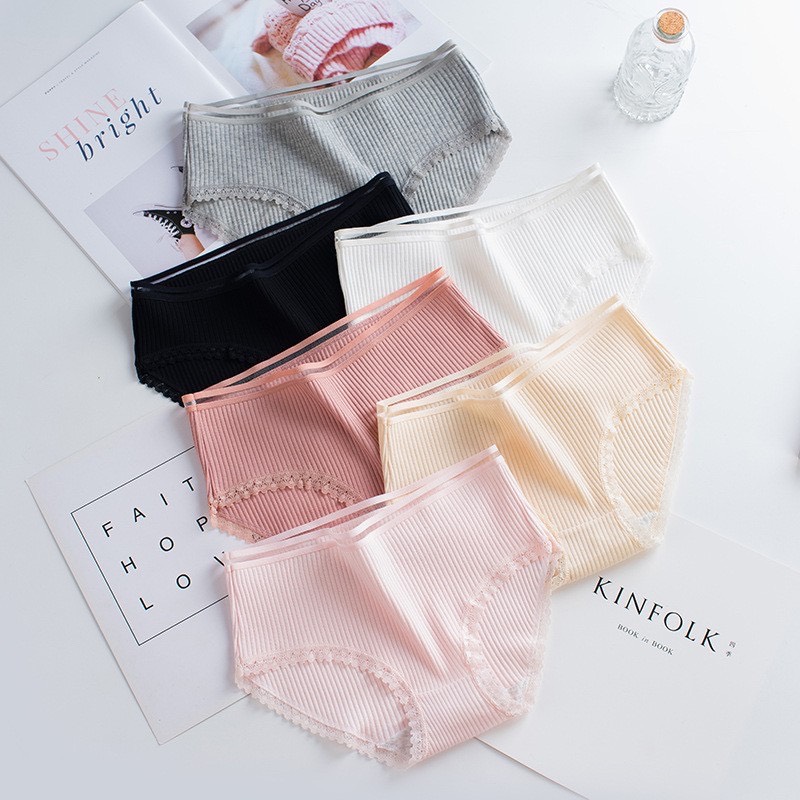 Quần lót nữ cotton trơn phối ren