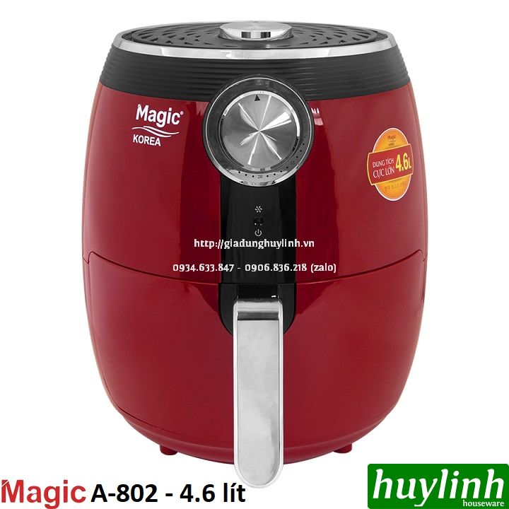 [HCM]Nồi chiên không dầu Magic Korea A-802 - 4.6 lít [Đỏ - Đen]