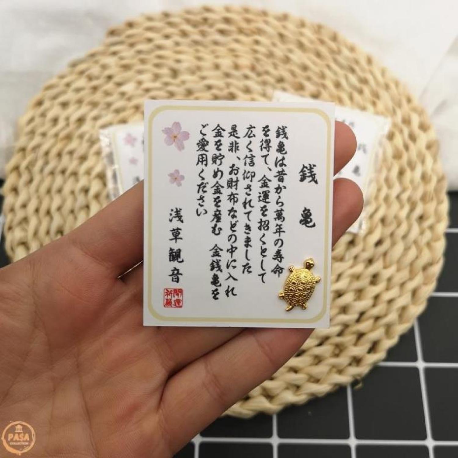Rùa vàng may mắn để ví, ốp điện thoại - rùa vàng asakusa