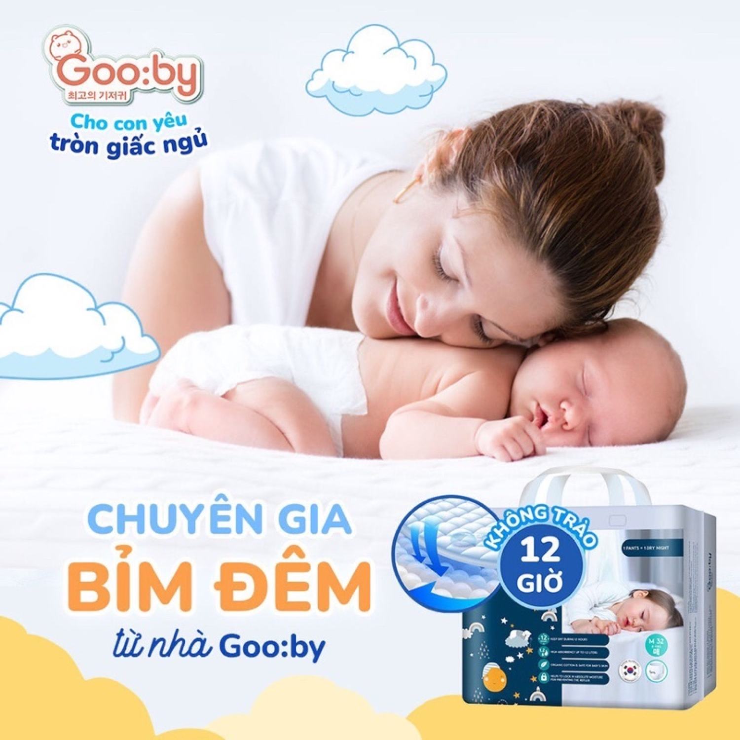 Bỉm mẫu dùng thử Tã/bỉm Gooby Premium ( Bỉm Gooby Đêm ) Siêu mềm mại, siêu thấm hút, an toàn size M/L/XL  cho bé 6- 16kg