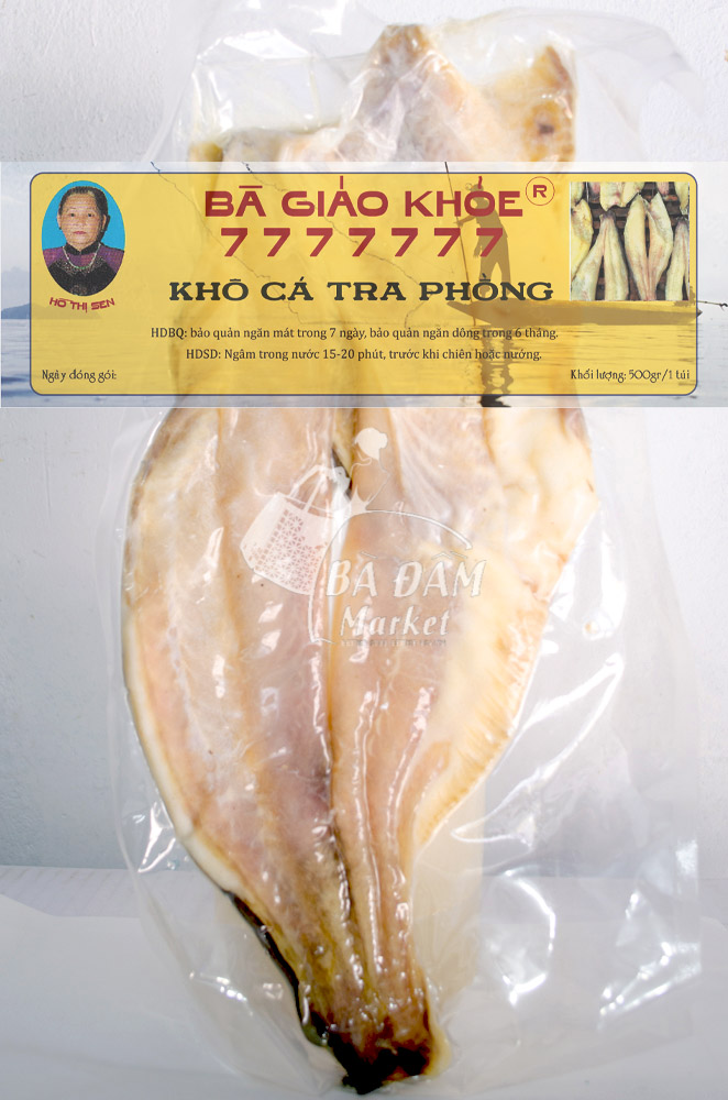 Khô cá tra phồng biển hồ campuchia hiệu bà giáo khoẻ 7777777 loại đặc biệt 500gr -đặc sản an giang