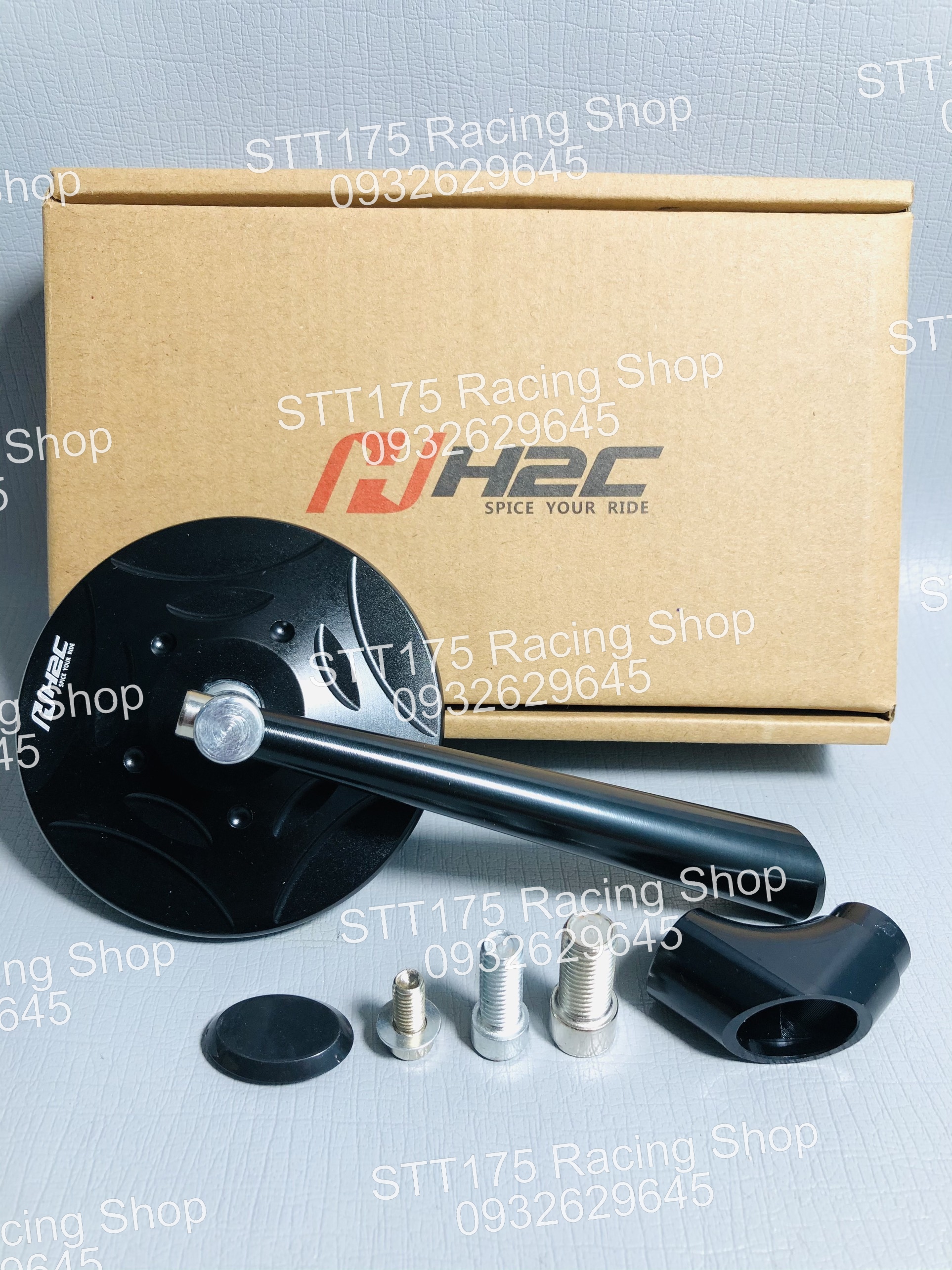 Kính Chiếu Hậu Tròn H2C Chân 744 ( MÀU ĐEN )