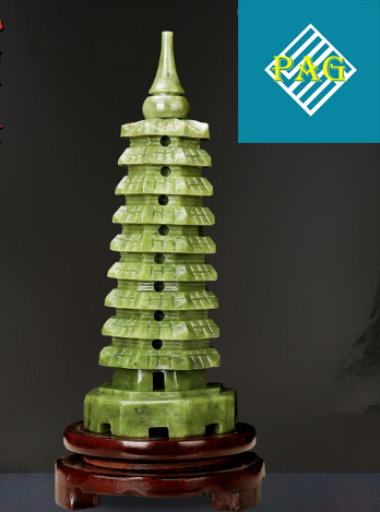 THÁP VĂN XƯƠNG 9 TẦNG ĐÁ LAM NGỌC 19 cm