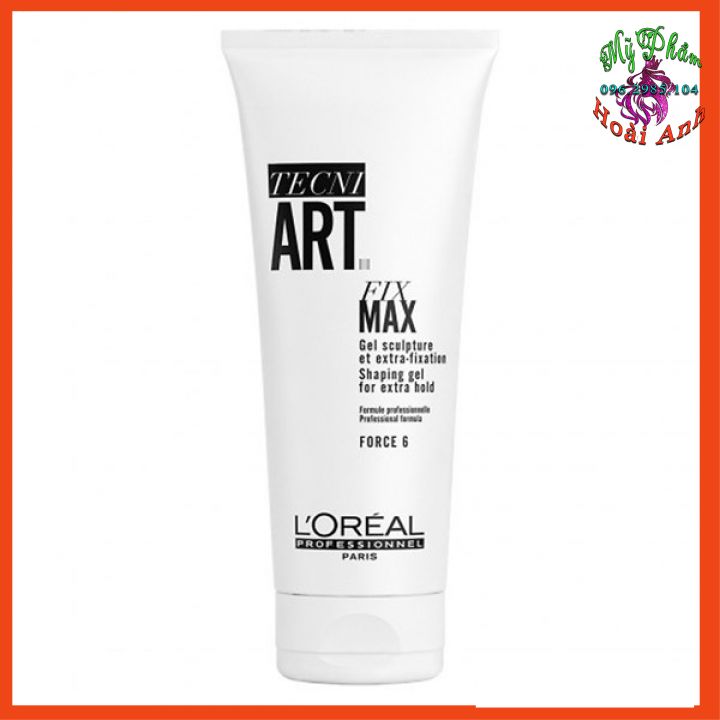 Gel định hình siêu cứng l'oreal tecni art fix max force 6 extra hold 200ml