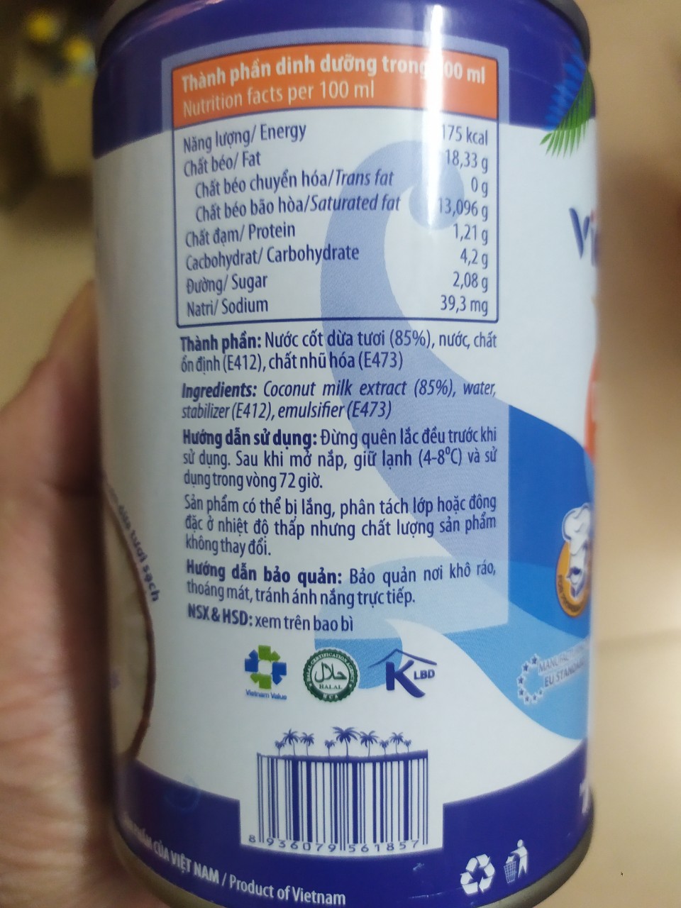 Nước Cốt Dừa Tươi Lon 400g VietCoCo