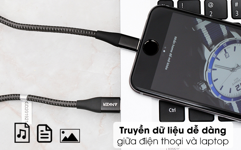 Cáp Type C - Lightning MFI 0.9m Anker PowerLine+ II A8652 ( Likenew )