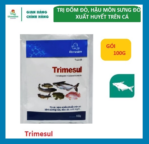 "Hoàn tiền đến 10%" Vemedim Trimesul cá, phòng các bệnh nhiễm khuẩn trên cá nuôi nước ngọt, gói 100g