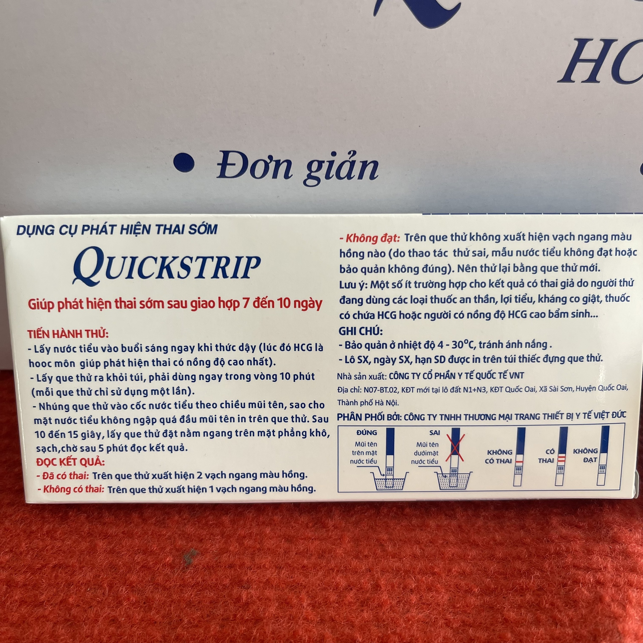 QUE THỬ THAI QUICKSTRIP HÀNG CHÍNH HÃNG