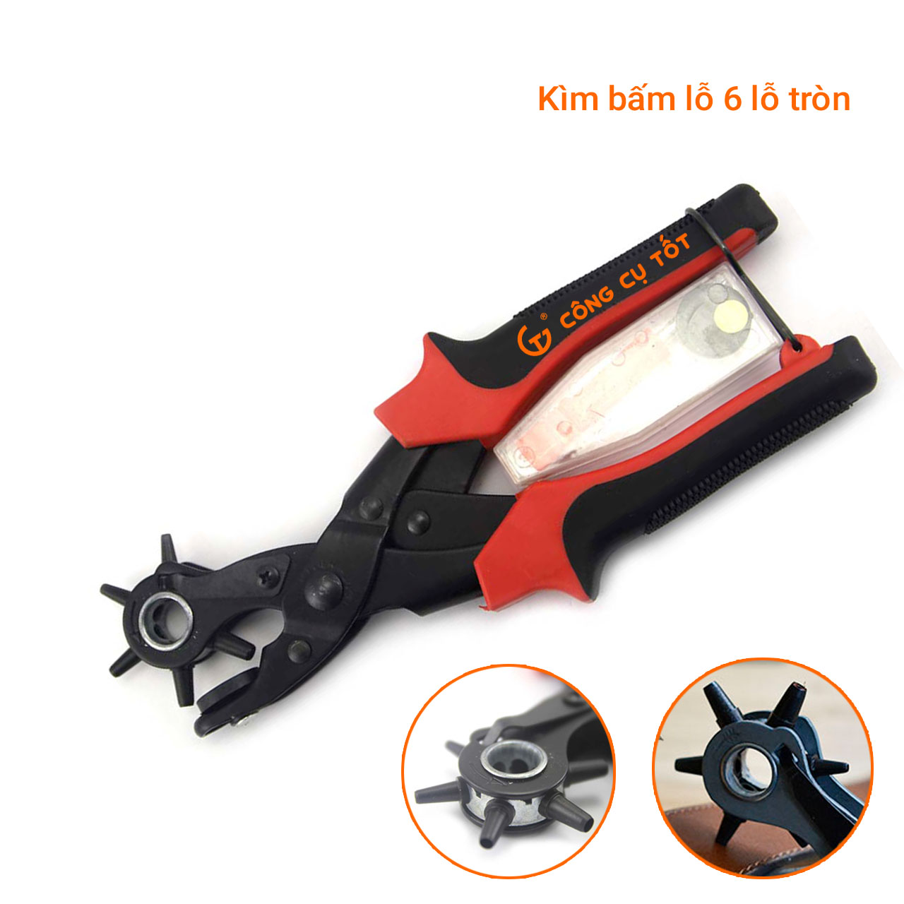 Kìm bấm lỗ dây nịt 6 lỗ tròn