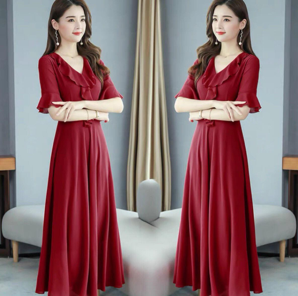 ĐẦM VOAN DỰ TIỆC CỔ TIM SIÊU DỄ THƯƠNG