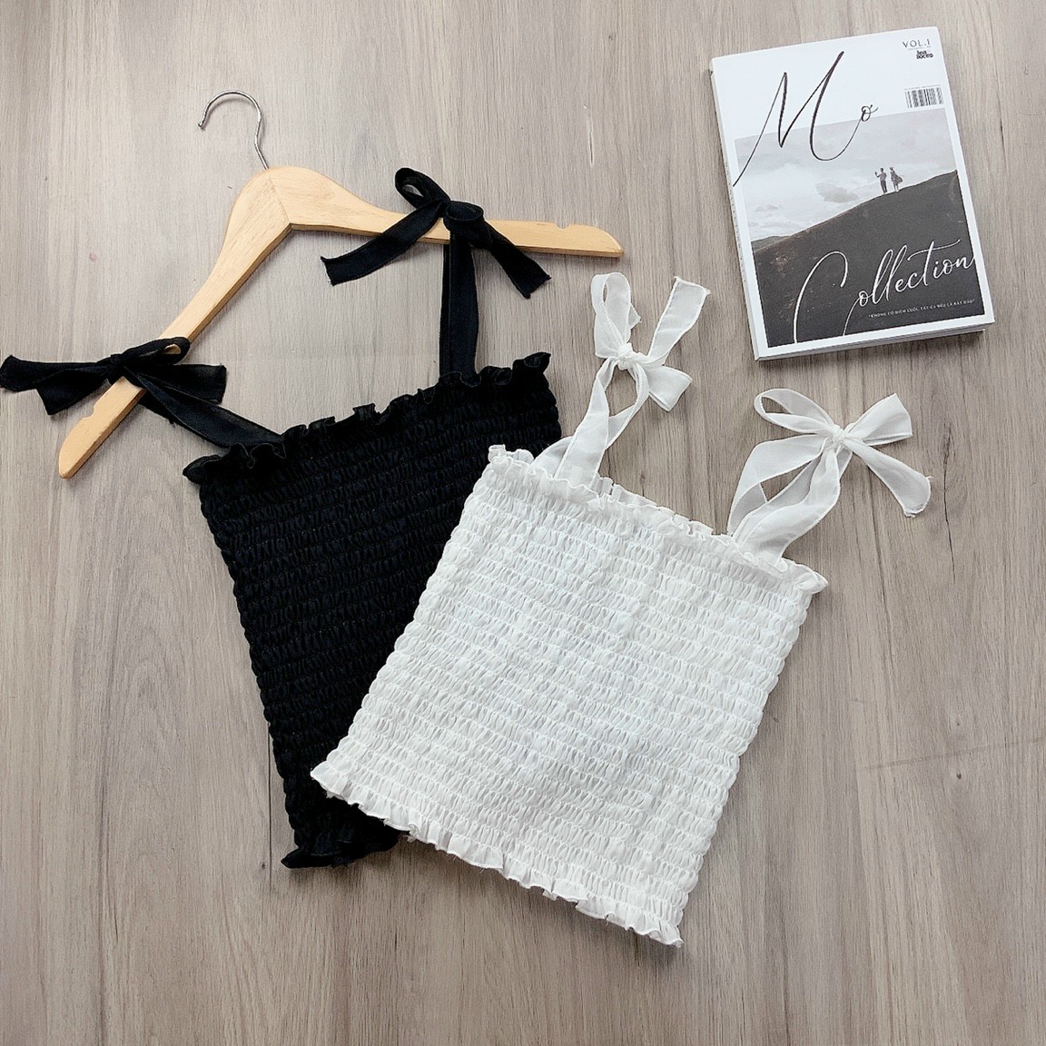 [HCM]Áo 2 dây nhún cột nơ - UT52
