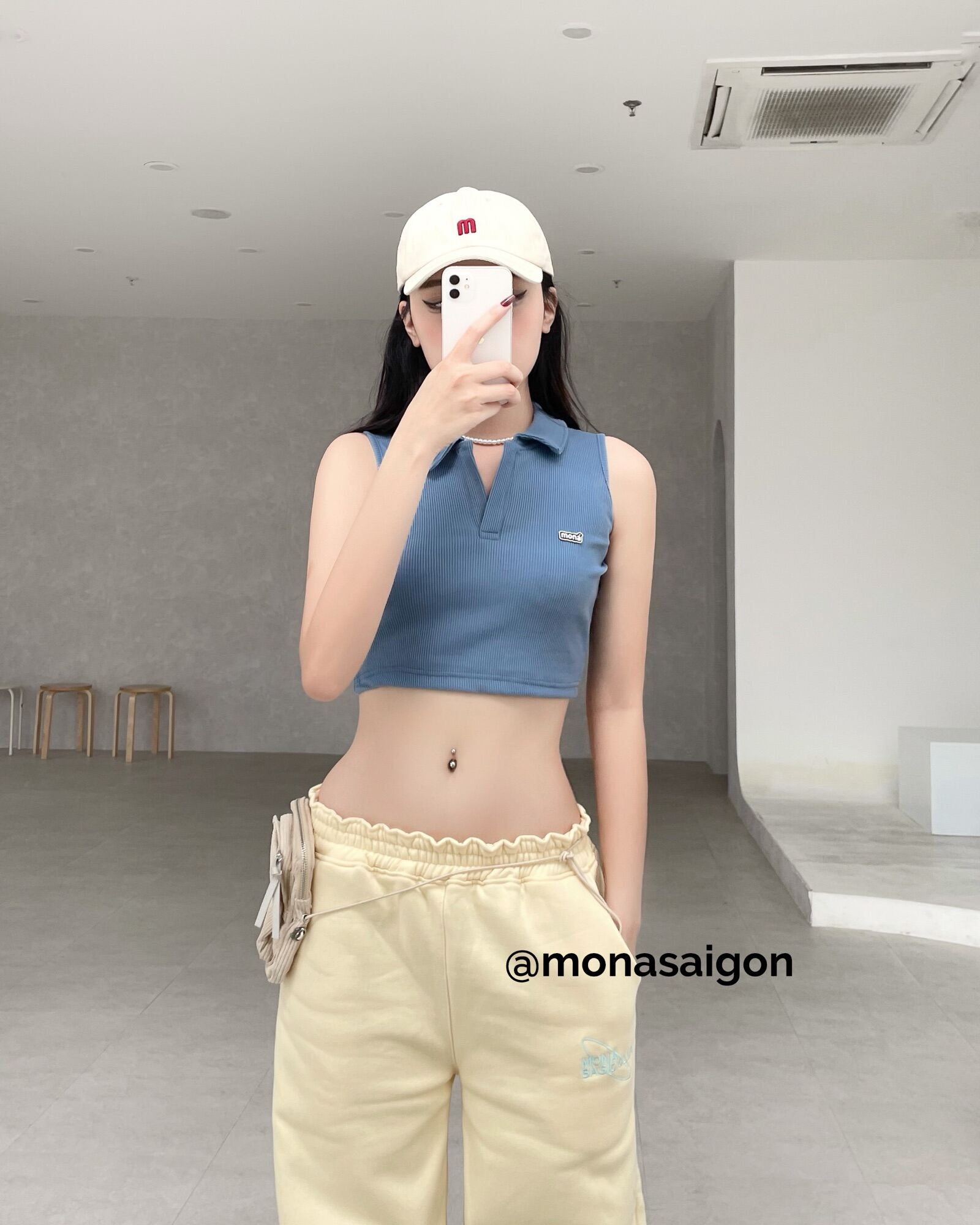 [VOUCHER 12%/149K] Áo croptop polo MONÁ - PERRY