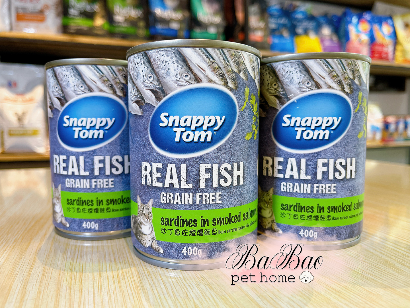Pate Snappy Tom Lon 400g Real Fish - Cá trích nguyên con