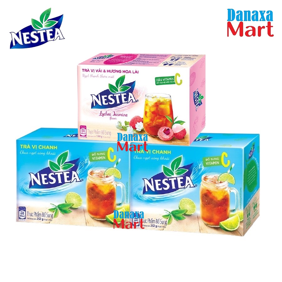 Combo 3 Hộp Trà NESTEA Gồm 2 Vị Chanh Và 1 Vị Vải & Hương Hoa Lài