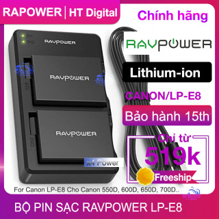 Bộ 2 Pin Canon LP-E8 và đế sạc RAVPower RP-BC019 LP-E8 2000mAh thumbnail