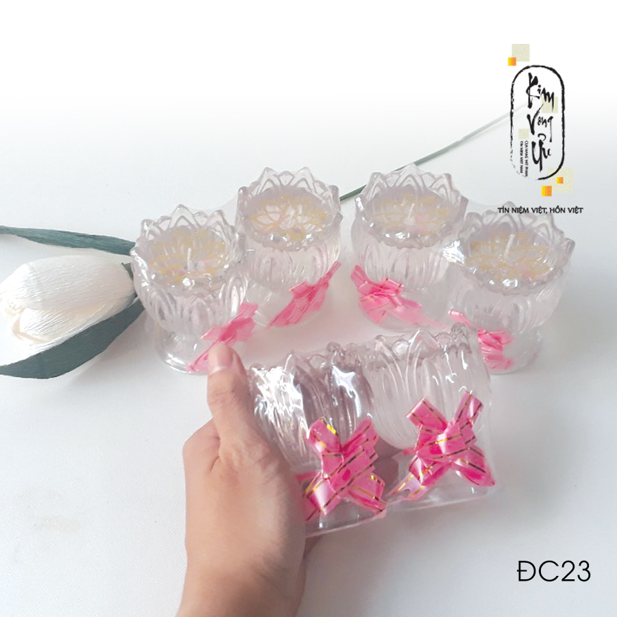 Đèn cầy ly cúng Búp Sen Trắng ĐC23 cao 8cm (Giá một cặp)