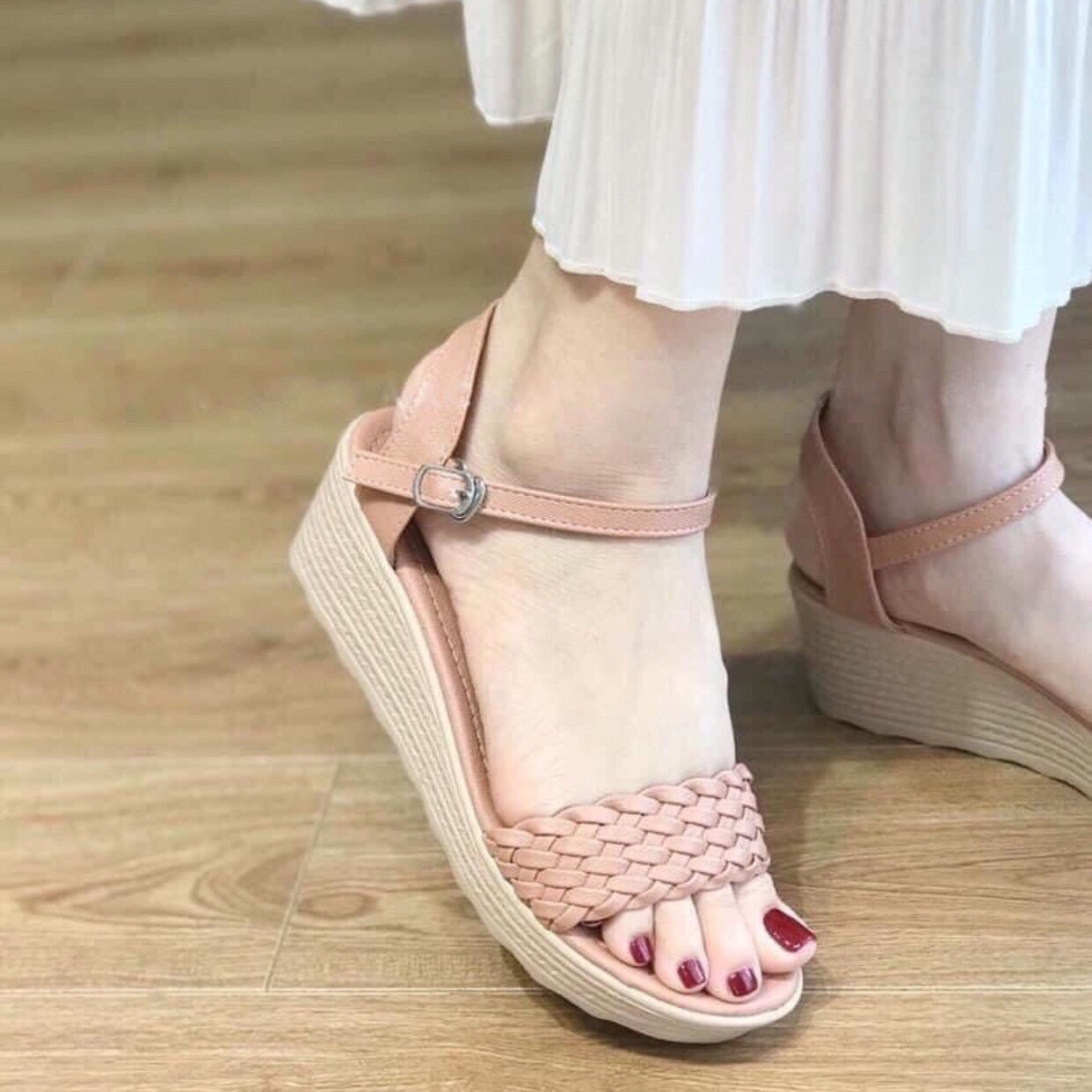 Giày đế xuồng 5cm quai đan bính