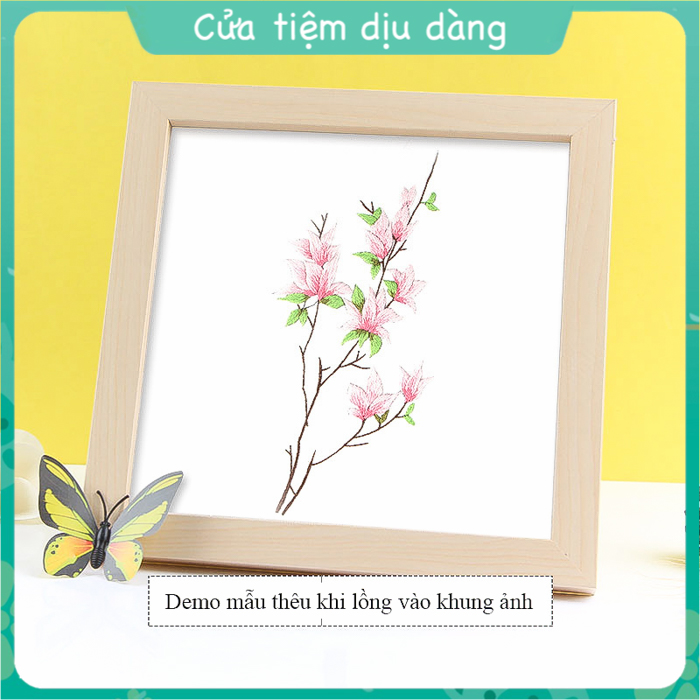 Set thêu embroidery (kèm khung ,vải in sẵn mẫu và chỉ thêu, kim) - thêu hoa làm đồ thủ công