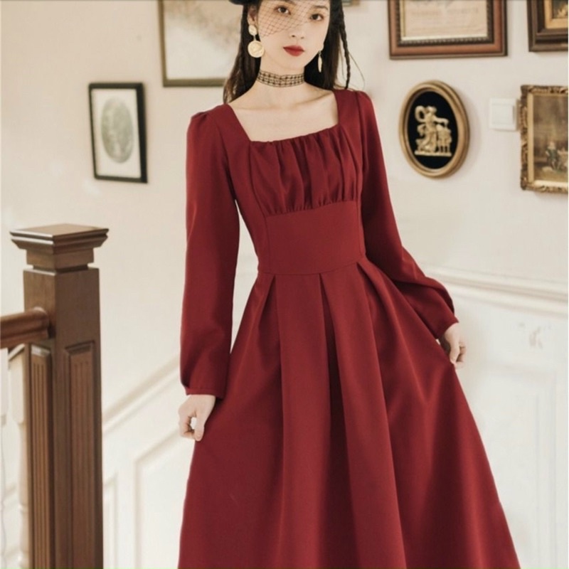 Đầm nhúng ngực tay dài 2 màu