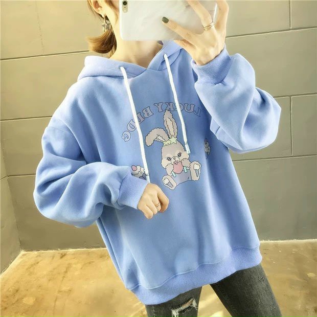 Áo khoác hoodie nữ in thỏ lucky siêu xinh bl
