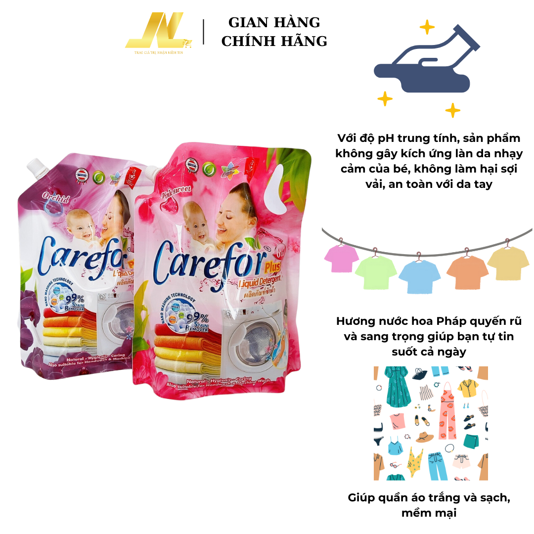 Nước giặt xả đậm đặc Carefor Thái Lan túi 2000ml