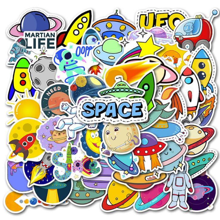 [HCM]Sticker DU HÀNH VŨ TRỤ nhựa PVC không thấm nước dán nón bảo hiểm laptop điện thoại Vali xe Cực COOL #3̉̉̃7