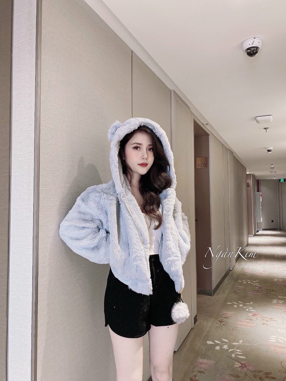 Áo khoác bông tai gấu cute