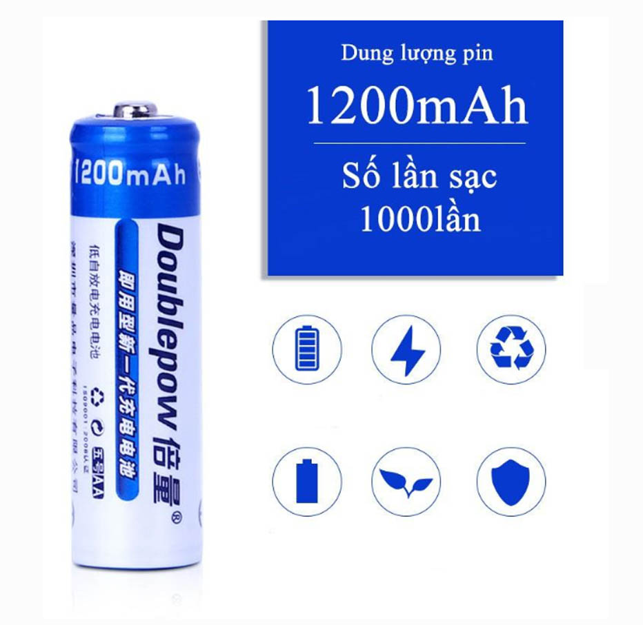 Bộ 04 Pin Sạc AA 1200mAh Doublepow (Hàng Chính Hãng)