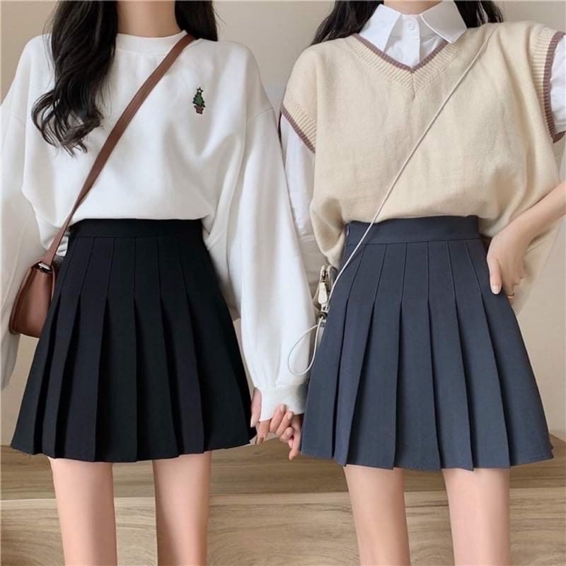 Chân váy xếp ly dáng dài lưng cạp hàn quốc siêu hót