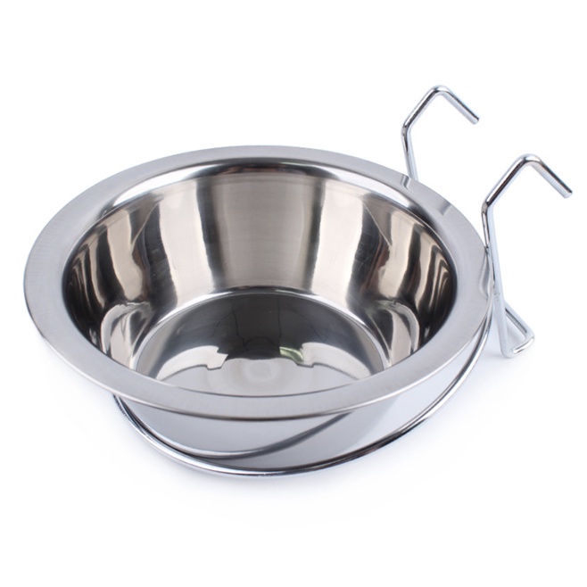 Chén ăn treo chuồng inox trơn cho chó mèo