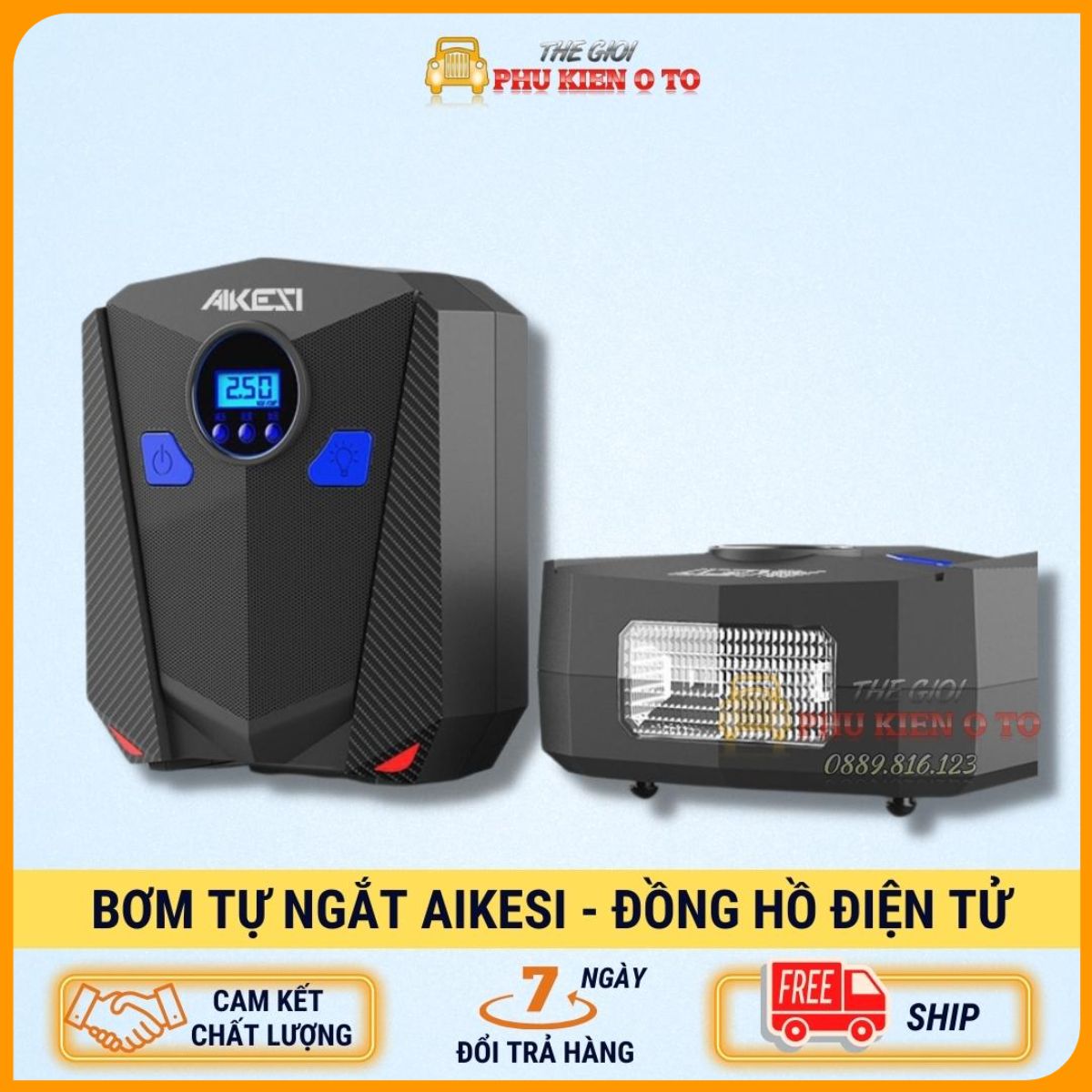 Máy Bơm Lốp Ô Tô AIKESI 2023 Áp Suất Điện Tử 35l/p - Loại Bơm Cực Khỏe ⚡️MẪU HOT 2023⚡️