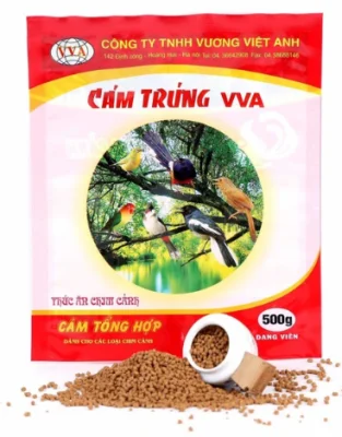 Cám trứng tổng hợp Vương Việt Anh (VVA) giúp chim khoẻ, phản xạ nhanh,lông mượt.