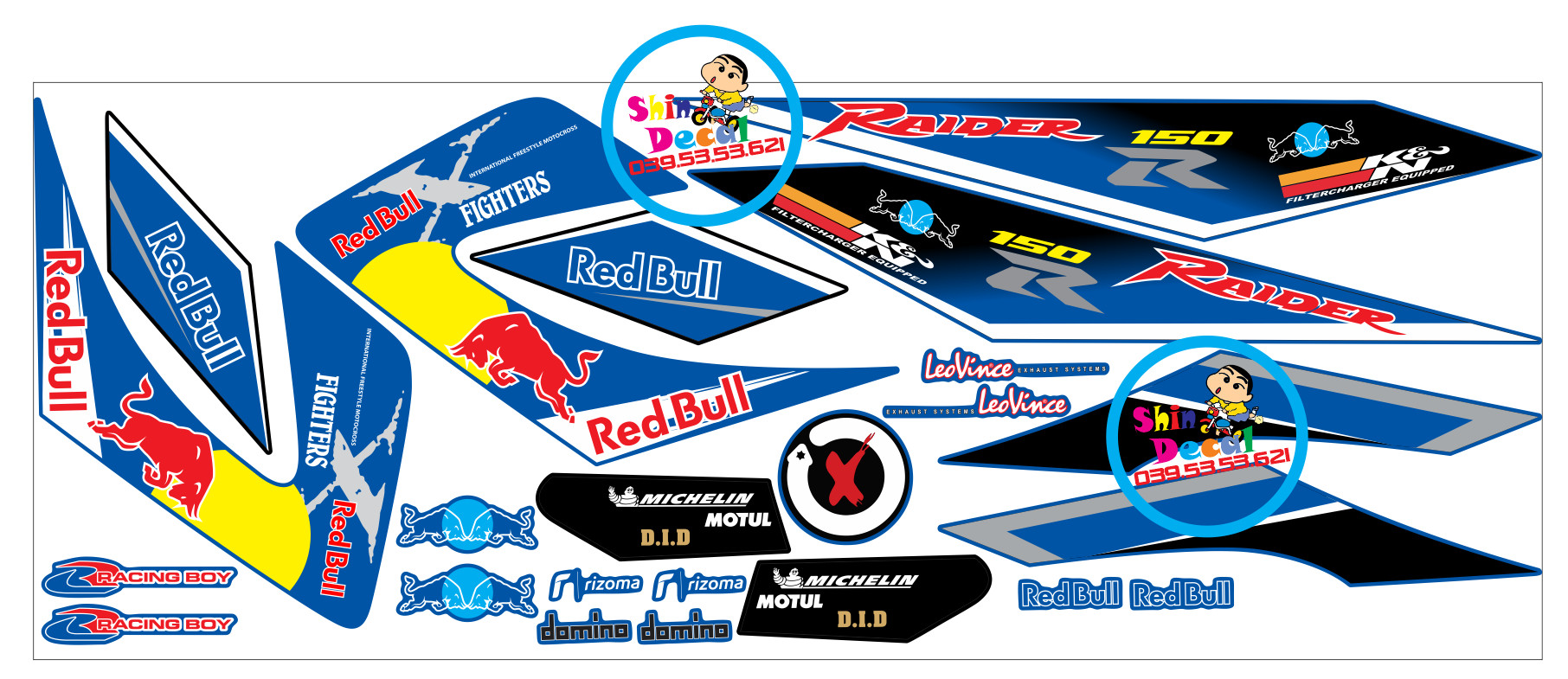 Tem xe raider xăng cơ con bò húc ngầu đẹp